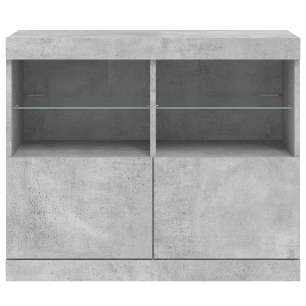 vidaXL Sideboard with LED Lights Concrete Grey 81x37x67 cm