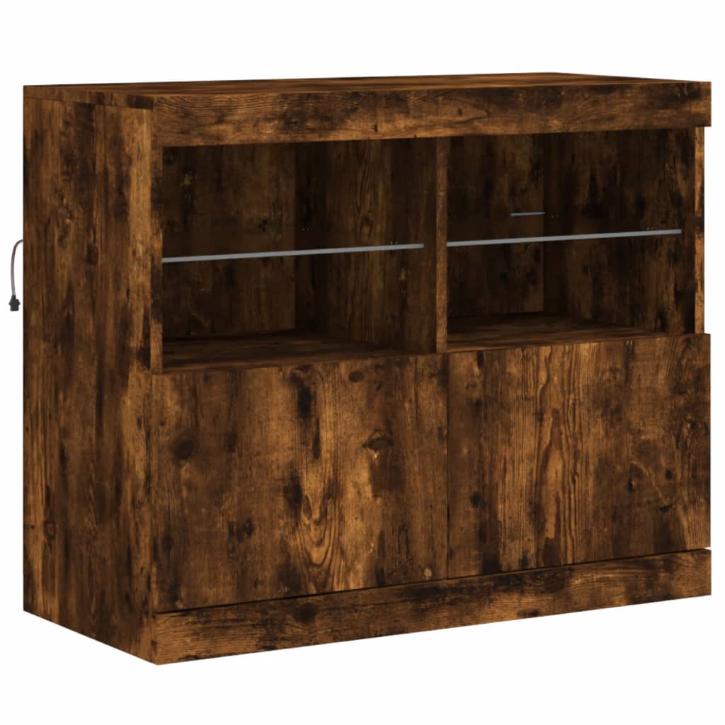 vidaXL Sideboard with LED Lights Smoked Oak 81x37x67 cm