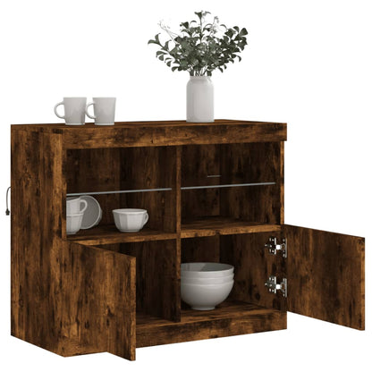 vidaXL Sideboard with LED Lights Smoked Oak 81x37x67 cm