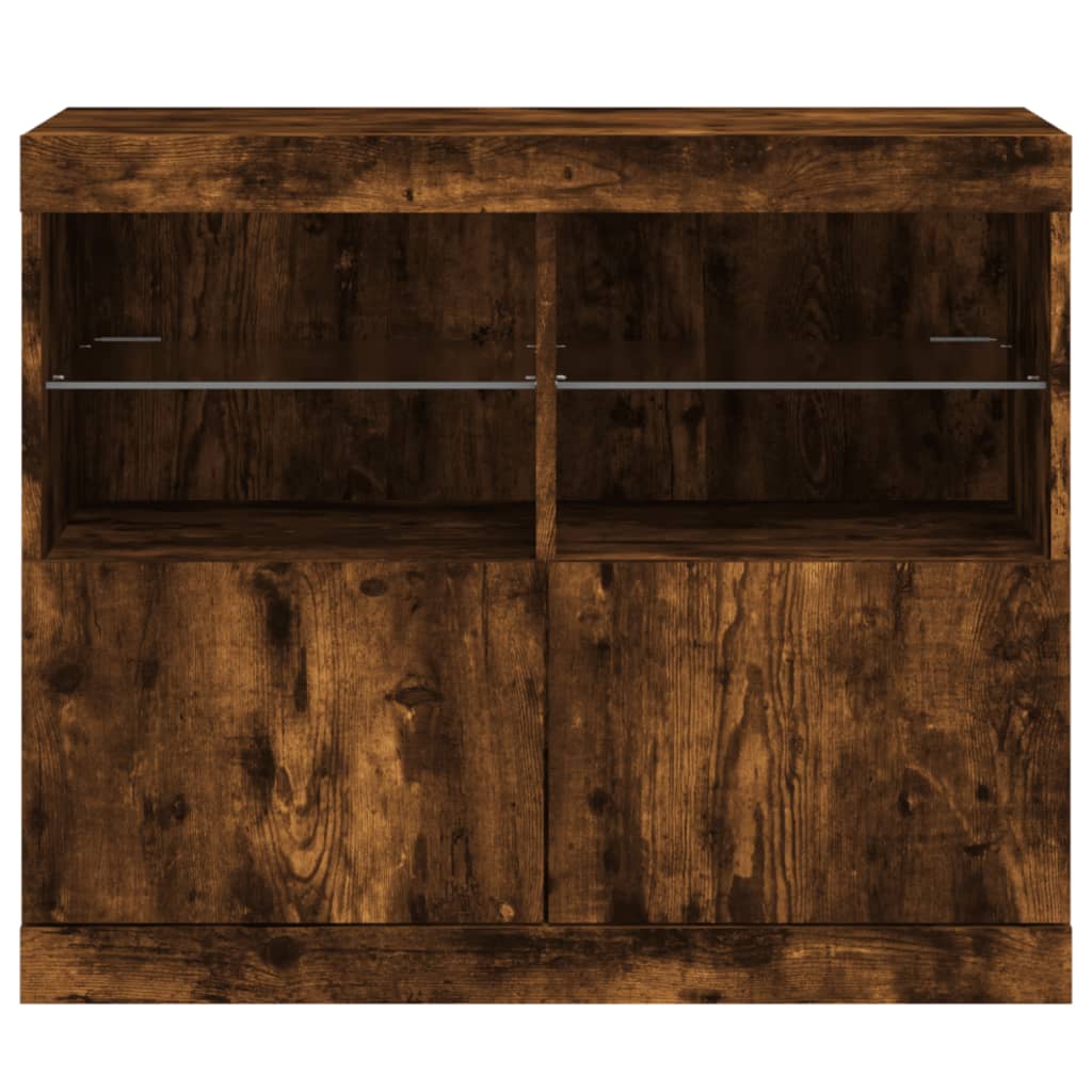 vidaXL Sideboard with LED Lights Smoked Oak 81x37x67 cm