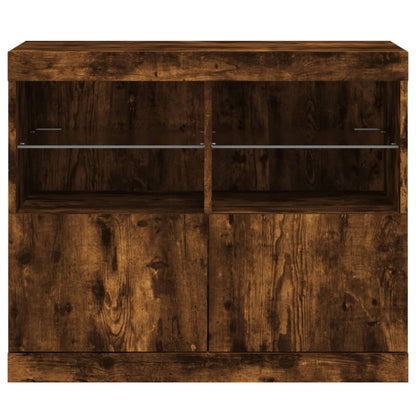 vidaXL Sideboard with LED Lights Smoked Oak 81x37x67 cm