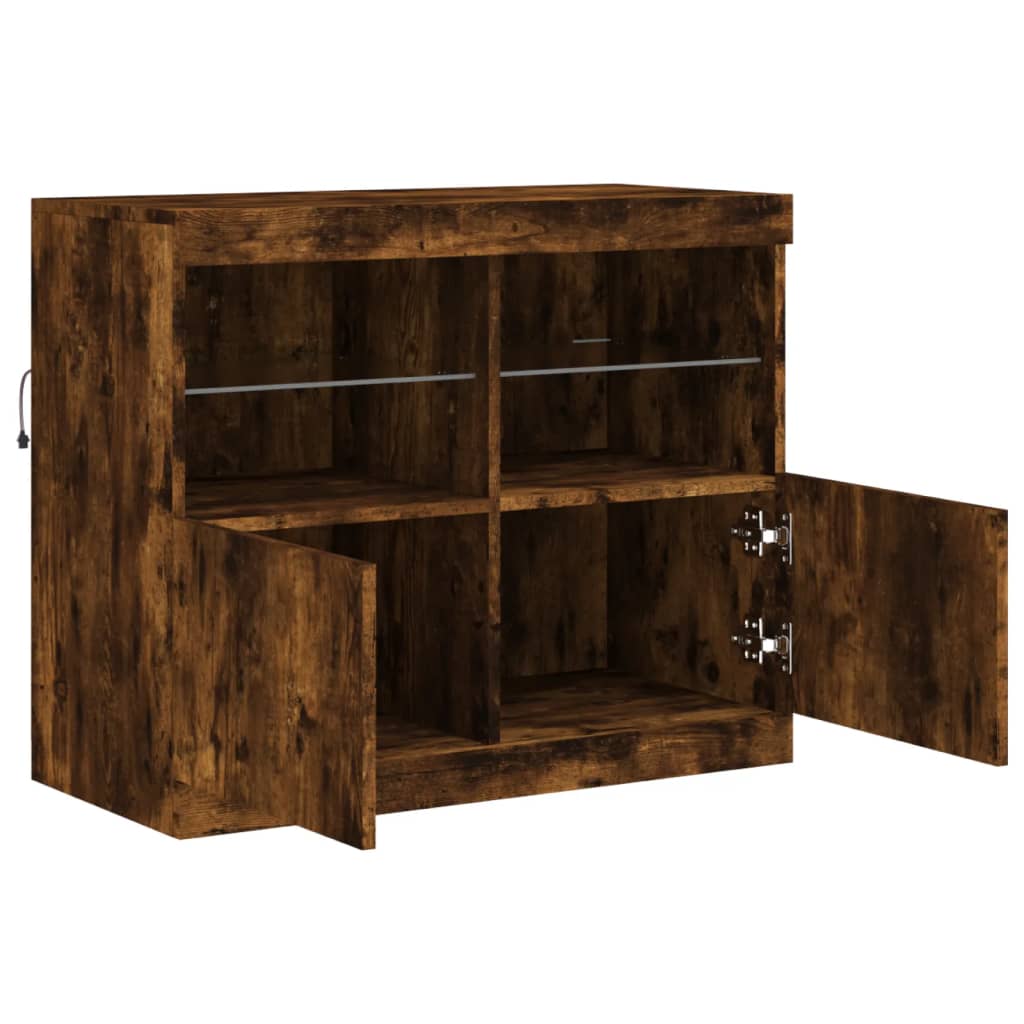vidaXL Sideboard with LED Lights Smoked Oak 81x37x67 cm