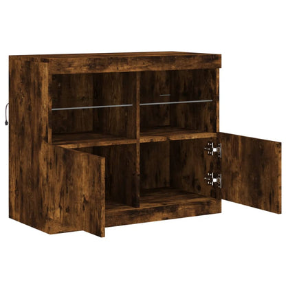 vidaXL Sideboard with LED Lights Smoked Oak 81x37x67 cm