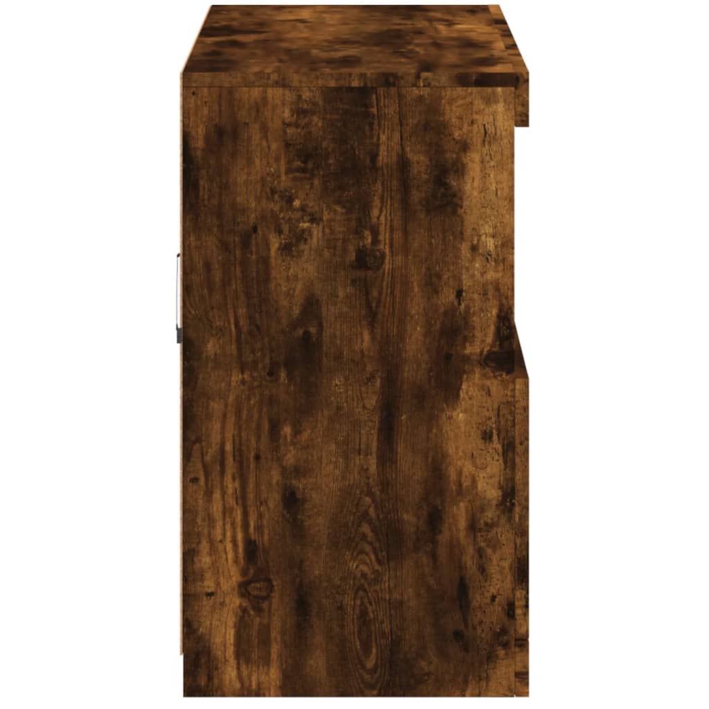 vidaXL Sideboard with LED Lights Smoked Oak 81x37x67 cm