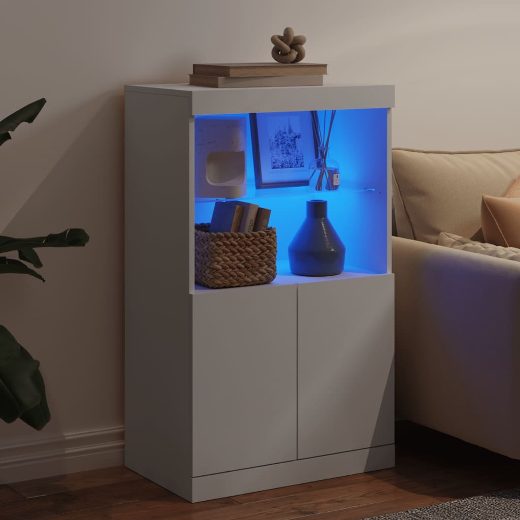 vidaXL Sideboard with LED Lights White 60,5x37x100 cm