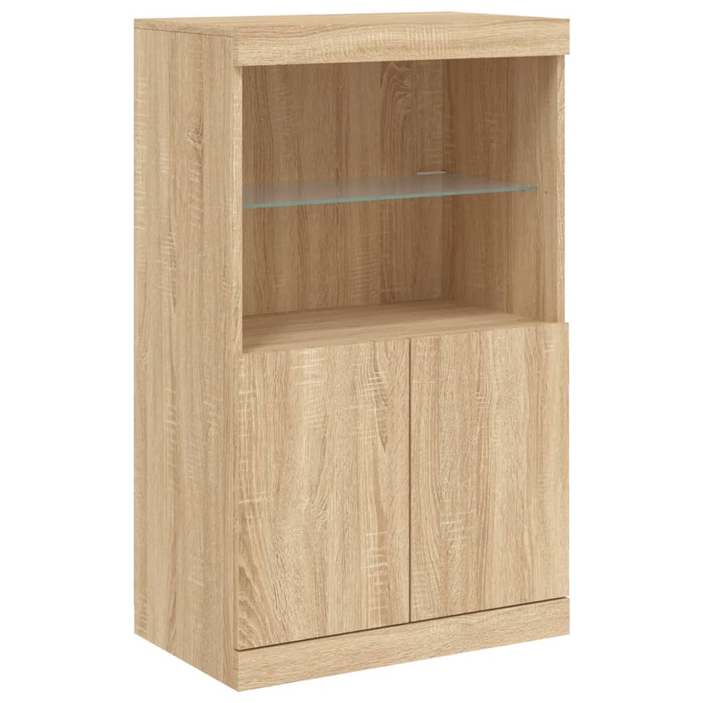 vidaXL Sideboard with LED Lights Sonoma Oak 60,5x37x100 cm