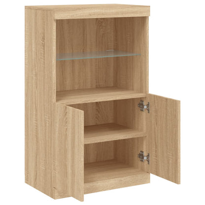 vidaXL Sideboard with LED Lights Sonoma Oak 60,5x37x100 cm