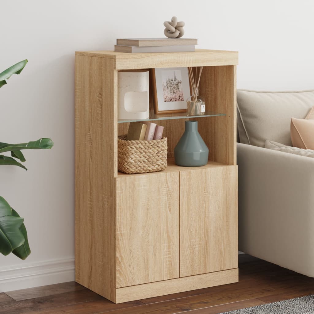 vidaXL Sideboard with LED Lights Sonoma Oak 60,5x37x100 cm