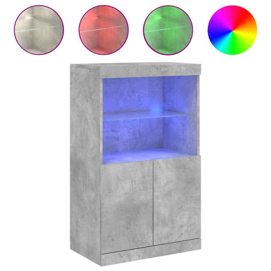 vidaXL Sideboard with LED Lights Concrete Grey 60,5x37x100 cm
