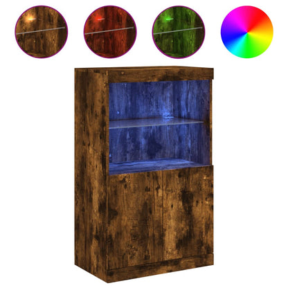 vidaXL Sideboard with LED Lights Smoked Oak 60,5x37x100 cm