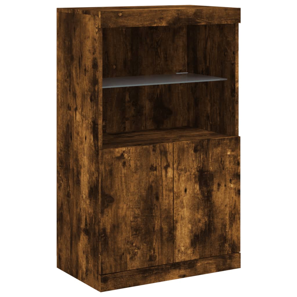 vidaXL Sideboard with LED Lights Smoked Oak 60,5x37x100 cm