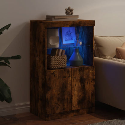vidaXL Sideboard with LED Lights Smoked Oak 60,5x37x100 cm