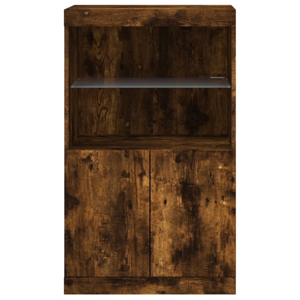 vidaXL Sideboard with LED Lights Smoked Oak 60,5x37x100 cm