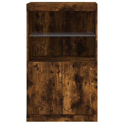 vidaXL Sideboard with LED Lights Smoked Oak 60,5x37x100 cm