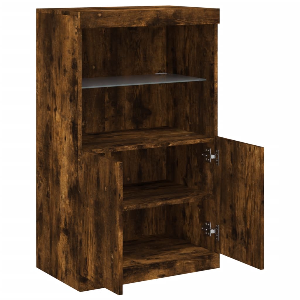 vidaXL Sideboard with LED Lights Smoked Oak 60,5x37x100 cm