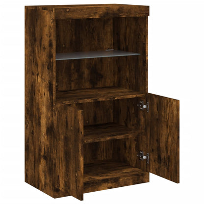 vidaXL Sideboard with LED Lights Smoked Oak 60,5x37x100 cm