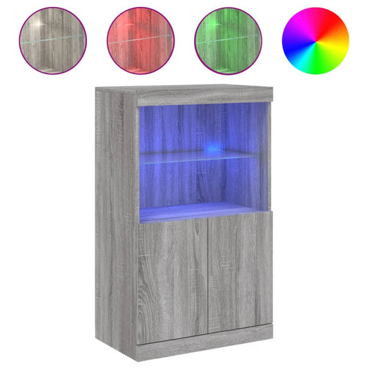 vidaXL Sideboard with LED Lights Grey Sonoma 60,5x37x100 cm
