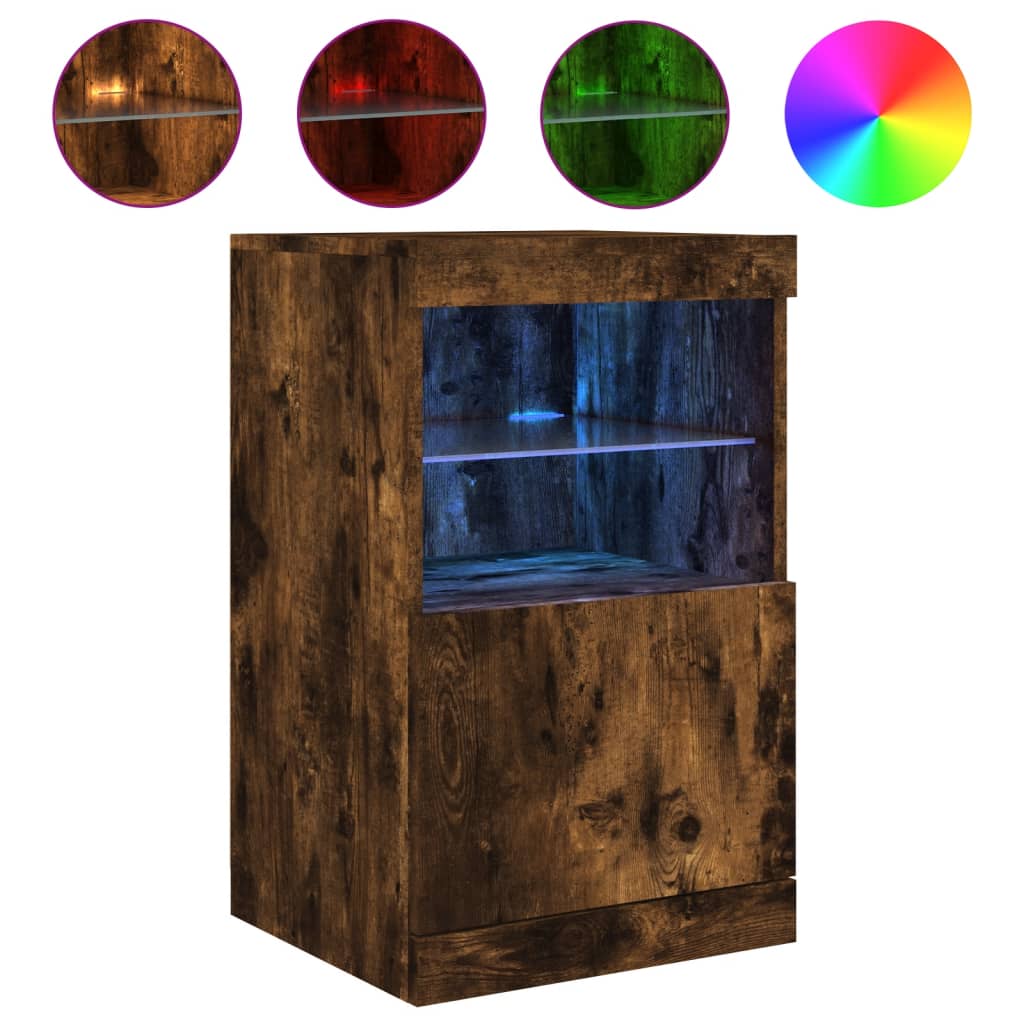 vidaXL Sideboard with LED Lights Smoked Oak 41x37x67 cm