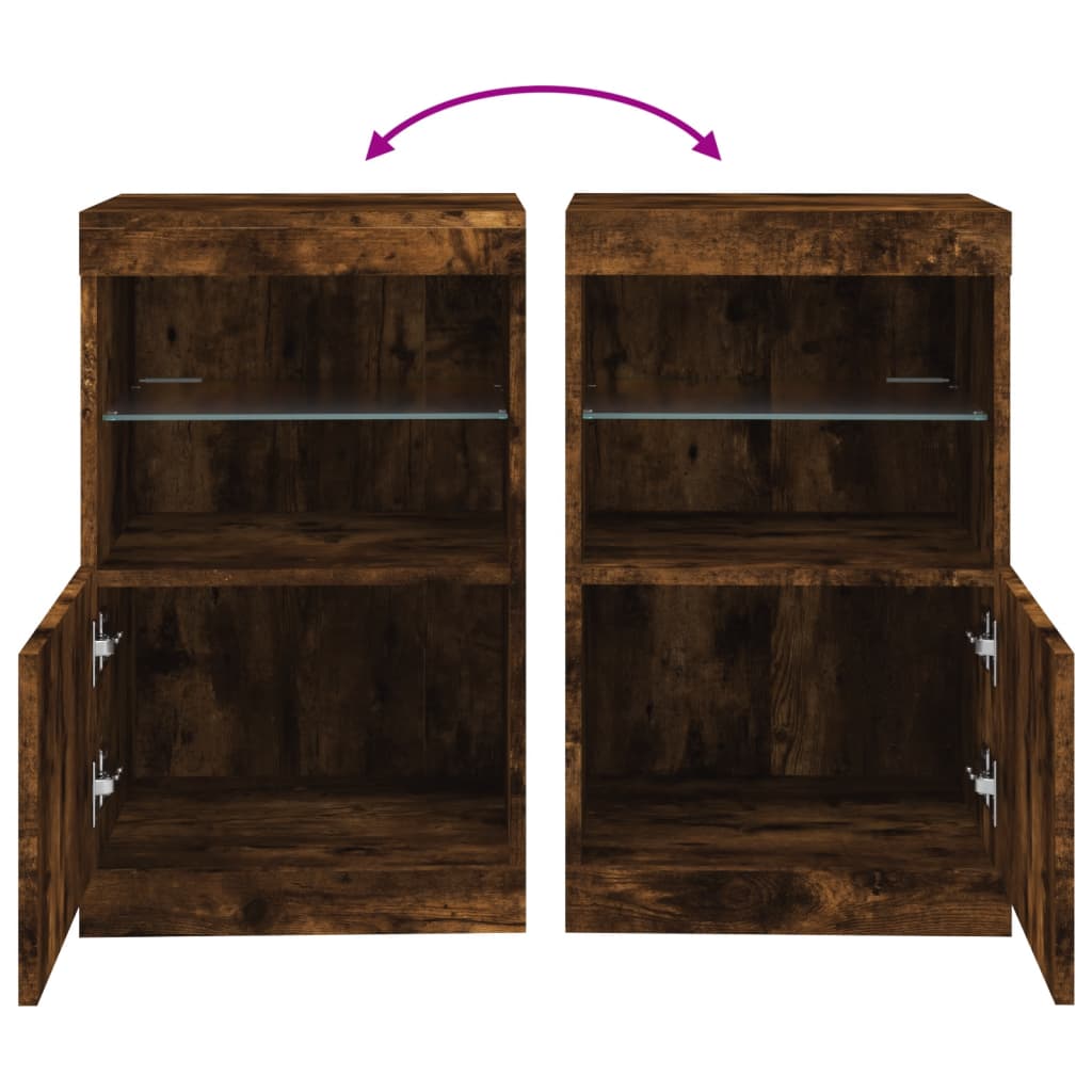 vidaXL Sideboard with LED Lights Smoked Oak 41x37x67 cm