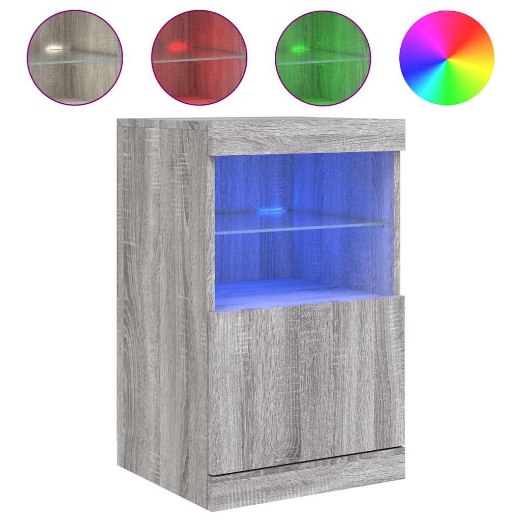 vidaXL Sideboard with LED Lights Grey Sonoma 41x37x67 cm