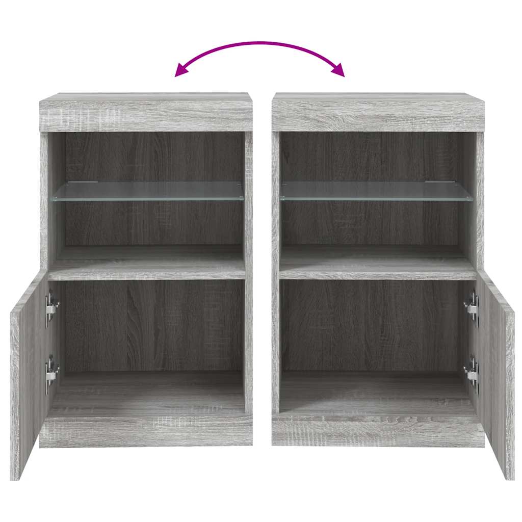 vidaXL Sideboard with LED Lights Grey Sonoma 41x37x67 cm