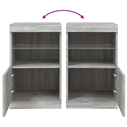 vidaXL Sideboard with LED Lights Grey Sonoma 41x37x67 cm