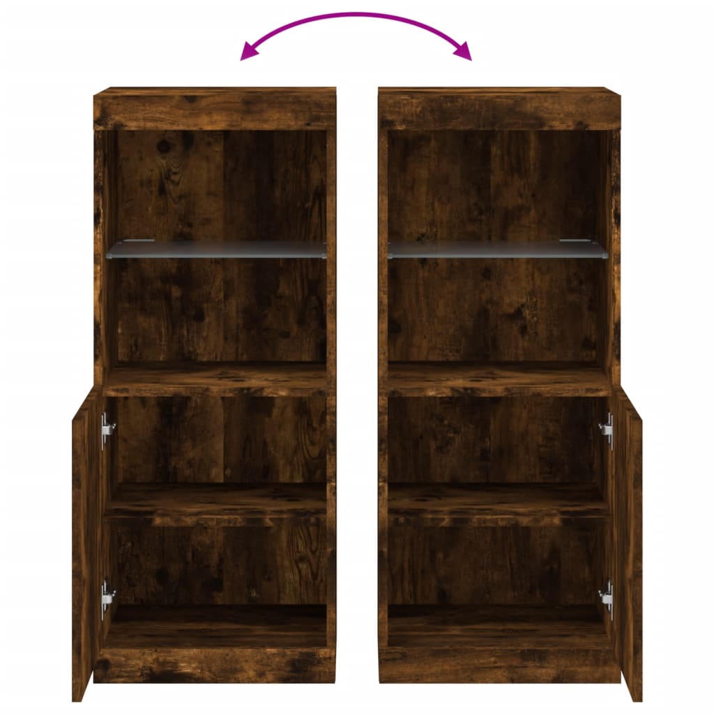 vidaXL Sideboard with LED Lights Smoked Oak 41x37x100 cm