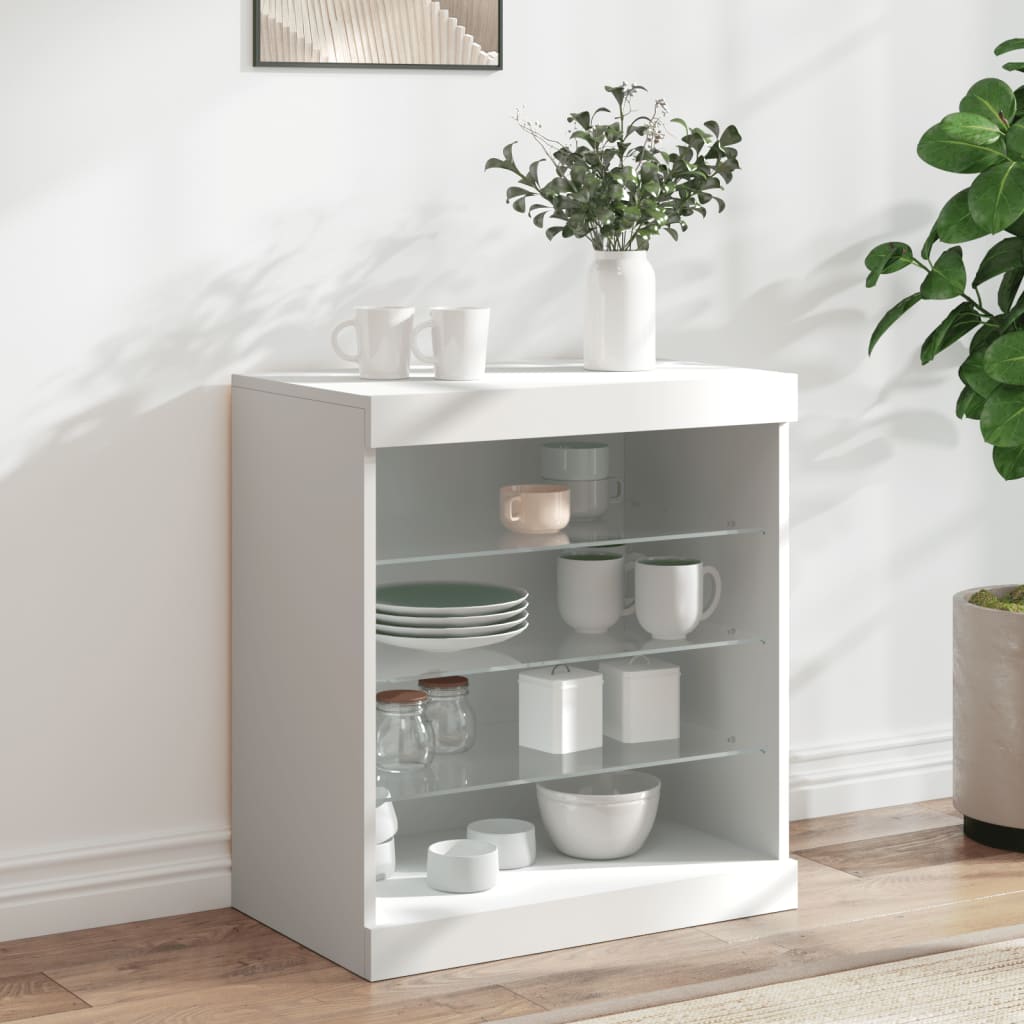 vidaXL Sideboard with LED Lights White 60,5x37x67 cm