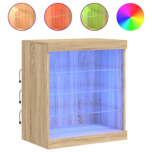 vidaXL Sideboard with LED Lights Sonoma Oak 60,5x37x67 cm