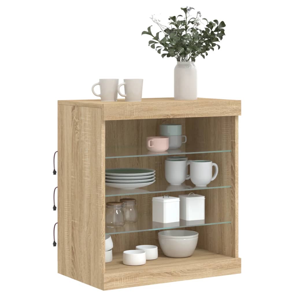 vidaXL Sideboard with LED Lights Sonoma Oak 60.5x37x67 cm