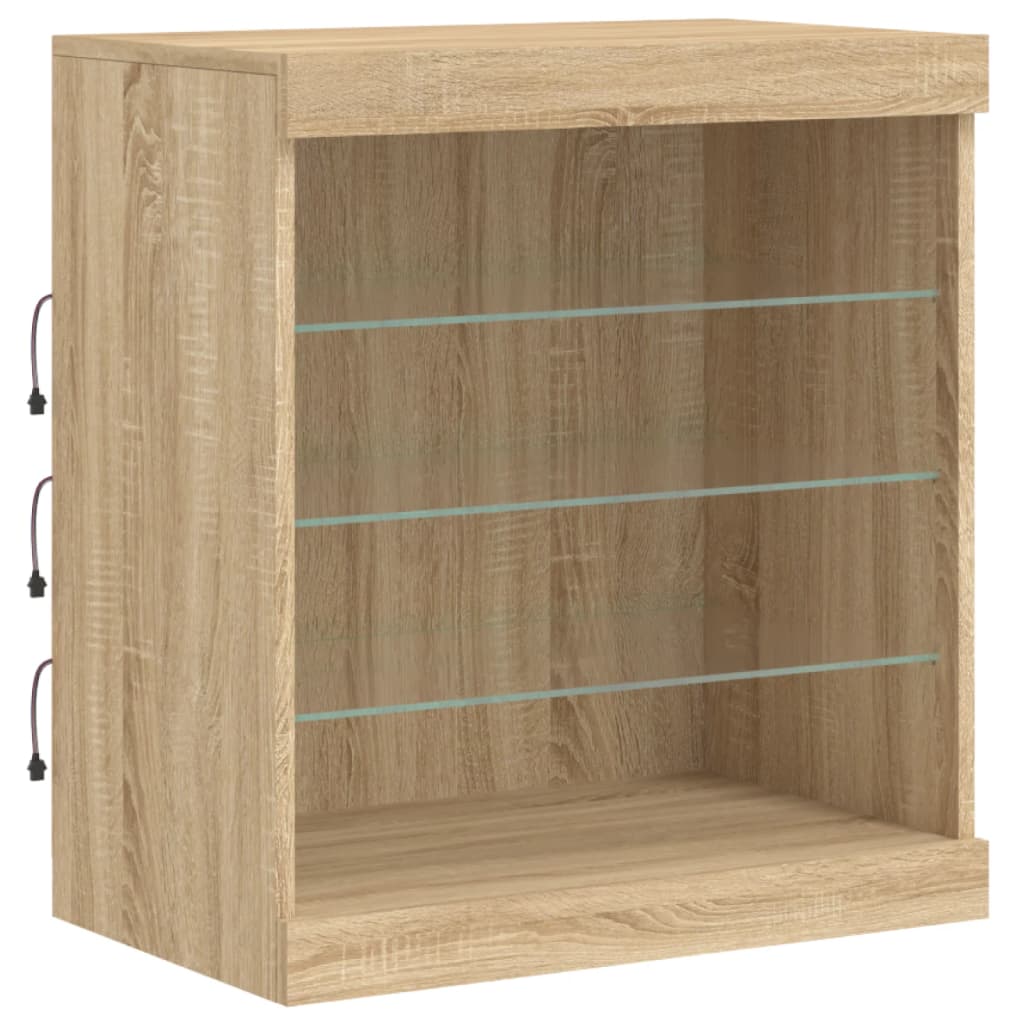 vidaXL Sideboard with LED Lights Sonoma Oak 60,5x37x67 cm