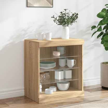 vidaXL Sideboard with LED Lights Sonoma Oak 60,5x37x67 cm