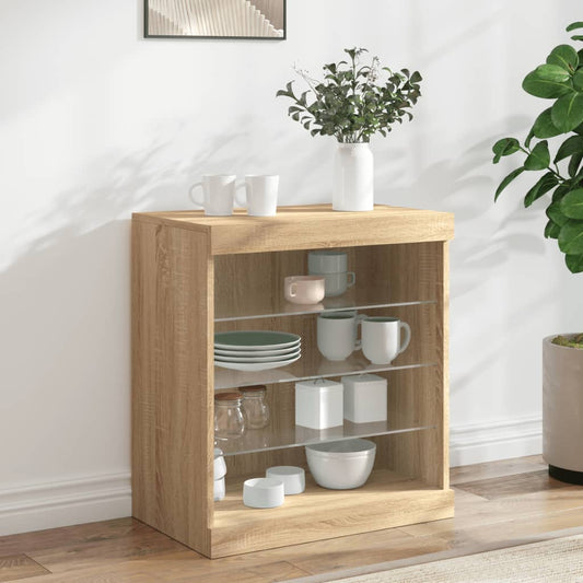 vidaXL Sideboard with LED Lights Sonoma Oak 60,5x37x67 cm