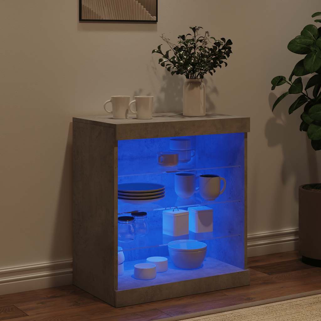 vidaXL Sideboard with LED Lights Concrete Grey 60,5x37x67 cm