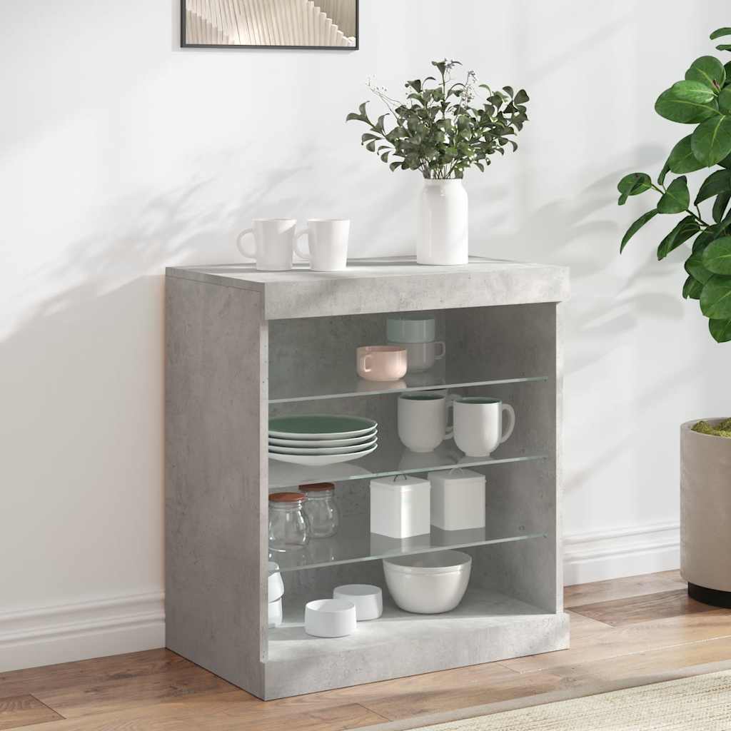 vidaXL Sideboard with LED Lights Concrete Grey 60,5x37x67 cm