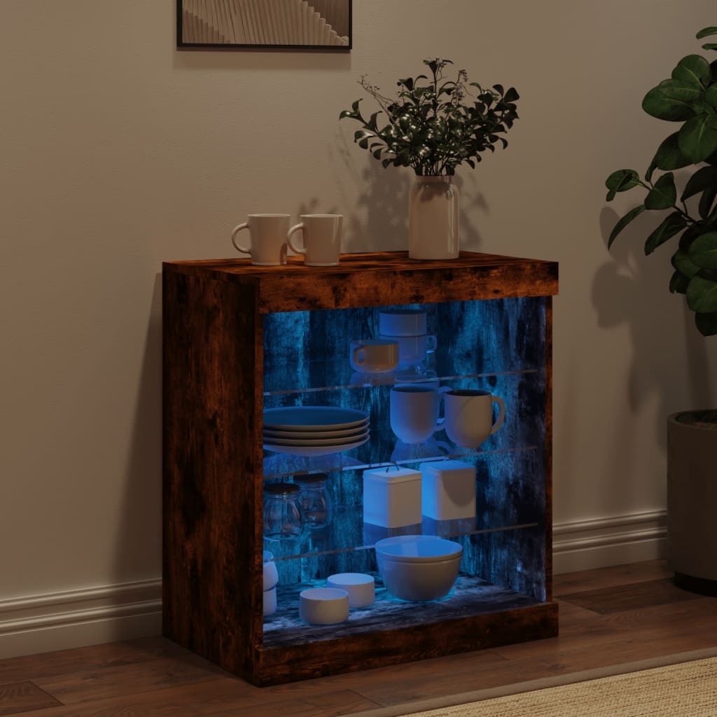 vidaXL Sideboard with LED Lights Smoked Oak 60,5x37x67 cm