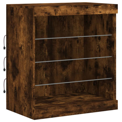 vidaXL Sideboard with LED Lights Smoked Oak 60,5x37x67 cm