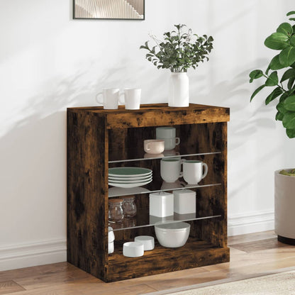 vidaXL Sideboard with LED Lights Smoked Oak 60,5x37x67 cm