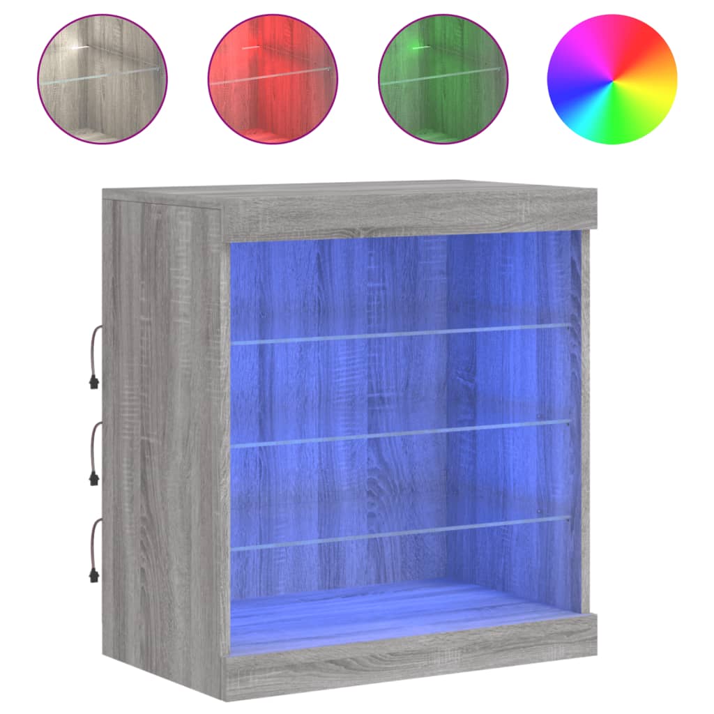 vidaXL Sideboard with LED Lights Grey Sonoma 60,5x37x67 cm