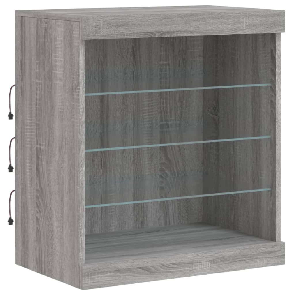 vidaXL Sideboard with LED Lights Grey Sonoma 60.5x37x67 cm