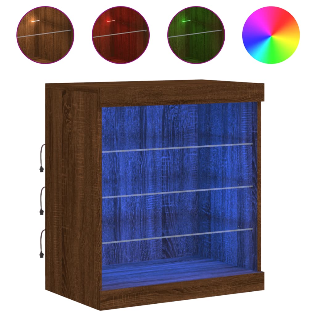 vidaXL Sideboard with LED Lights Brown Oak 60.5x37x67 cm