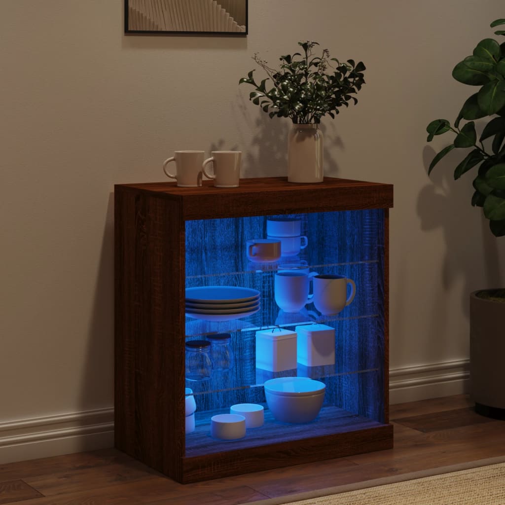 vidaXL Sideboard with LED Lights Brown Oak 60,5x37x67 cm