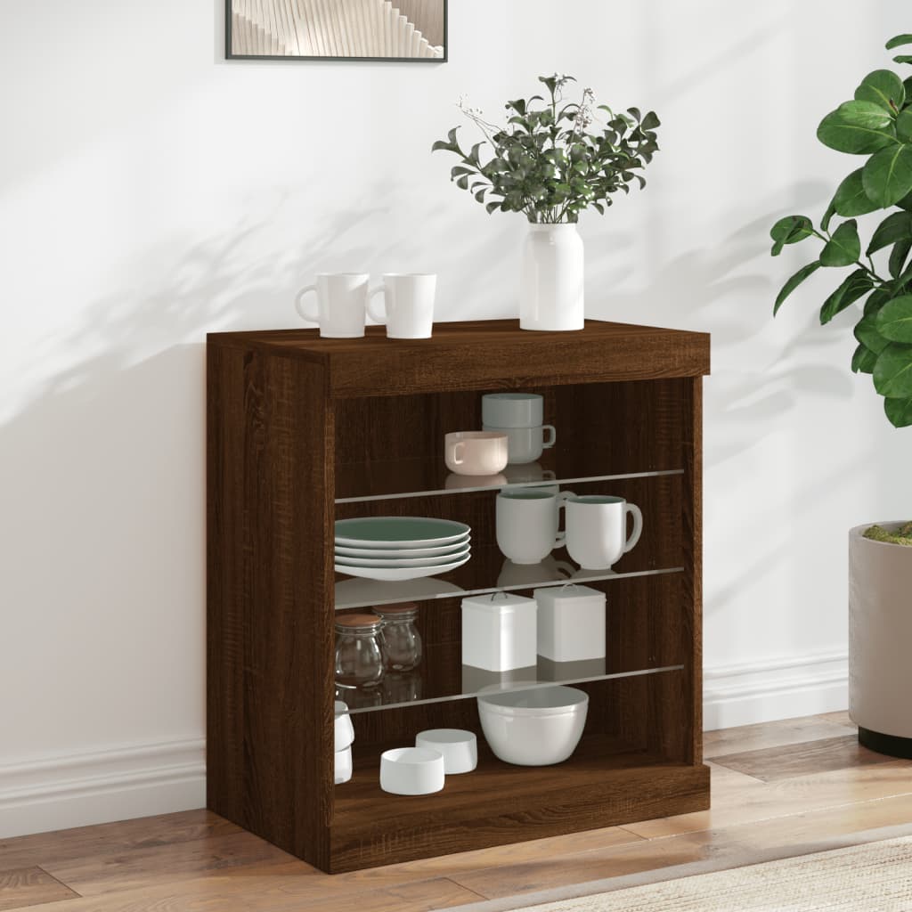 vidaXL Sideboard with LED Lights Brown Oak 60.5x37x67 cm