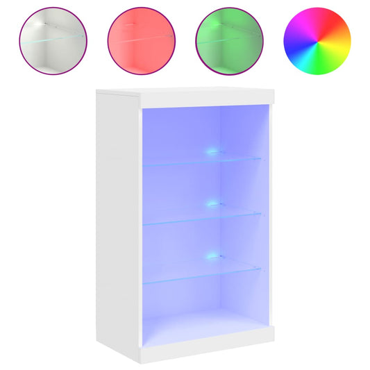 vidaXL Sideboard with LED Lights White 60.5x37x100 cm