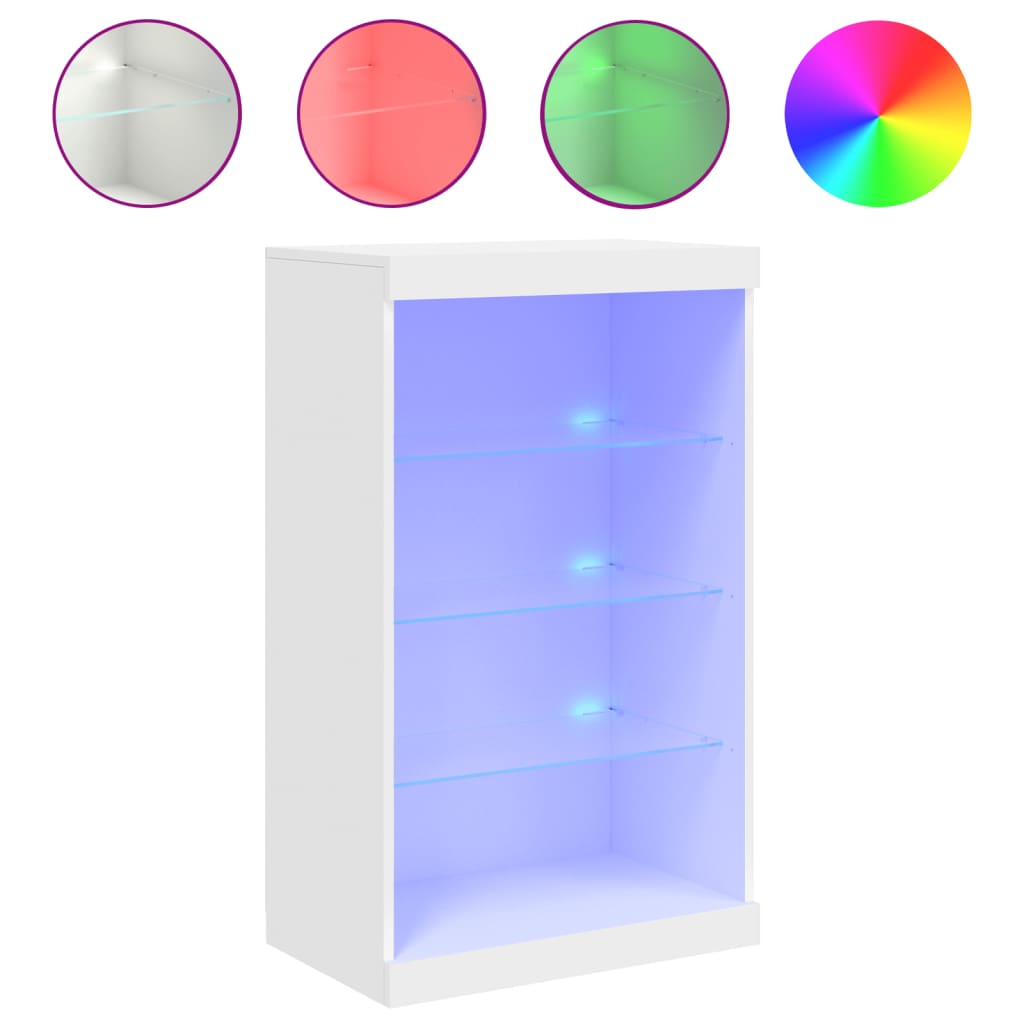 vidaXL Sideboard with LED Lights White 60,5x37x100 cm
