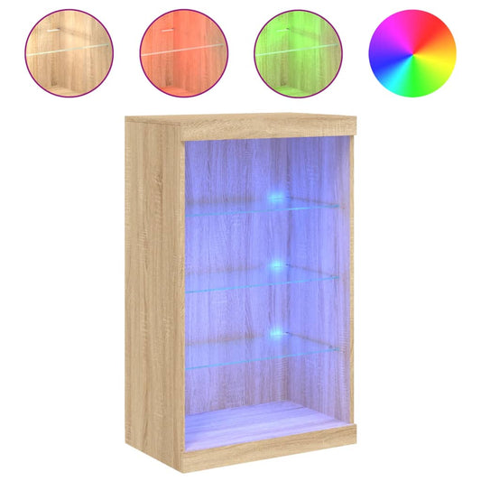 vidaXL Sideboard with LED Lights Sonoma Oak 60,5x37x100 cm