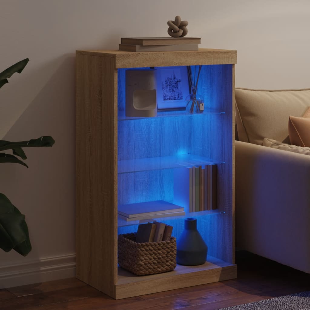 vidaXL Sideboard with LED Lights Sonoma Oak 60,5x37x100 cm