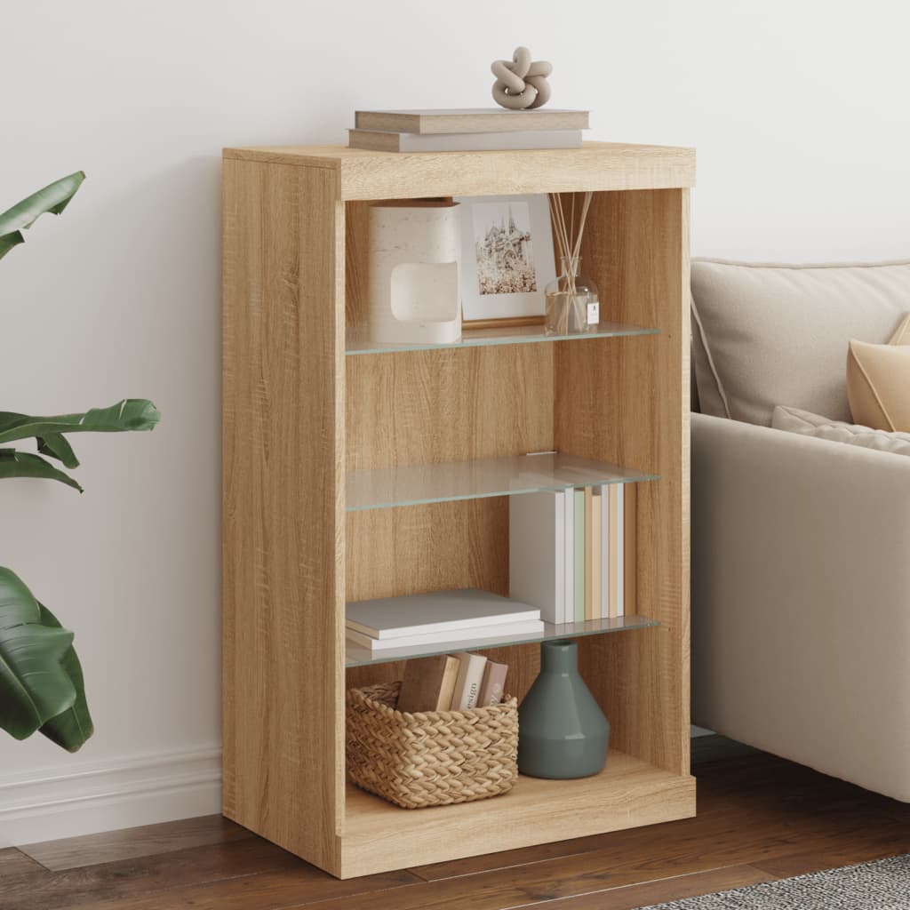 vidaXL Sideboard with LED Lights Sonoma Oak 60,5x37x100 cm