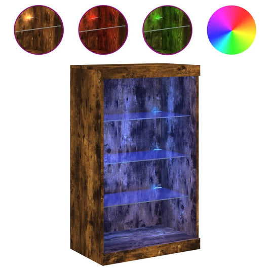 vidaXL Sideboard with LED Lights Smoked Oak 60.5x37x100 cm
