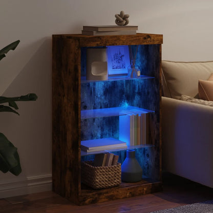 vidaXL Sideboard with LED Lights Smoked Oak 60,5x37x100 cm